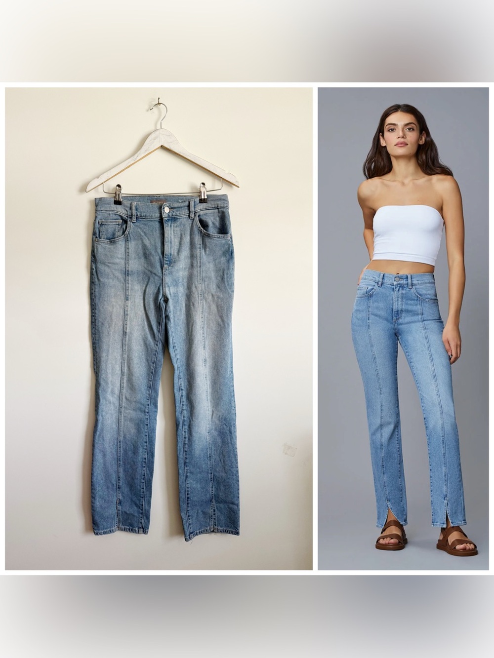 DL1961 Womens Patti Straight High Rise Vintage Split Seamed Jeans Size 28
